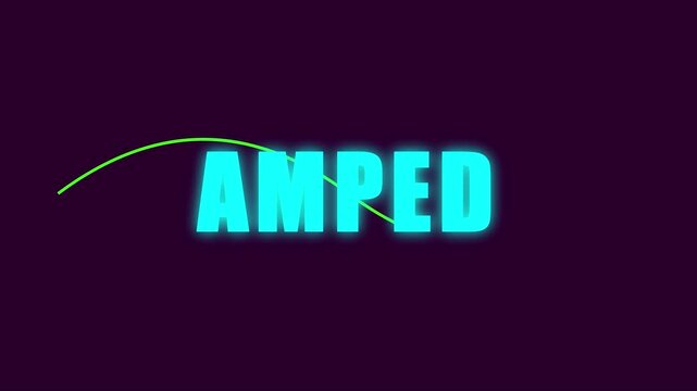 Amped neon typography motion with dynamic green wave line animation 4k