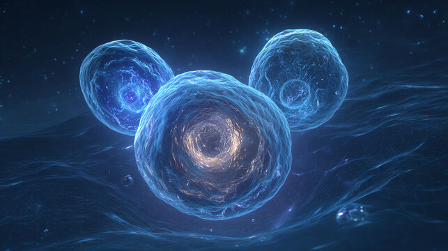 Molecular Cells Glowing in Cosmic Blue