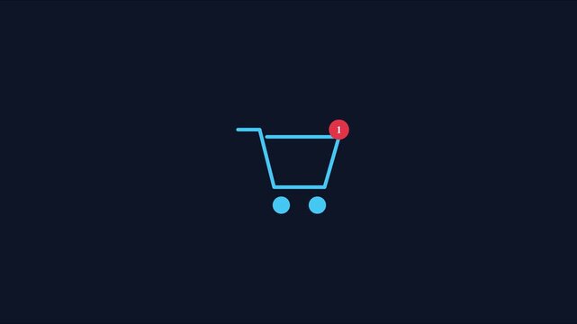 Animated shopping cart with notification badge for e-commerce and online retail ui animation 4k online store