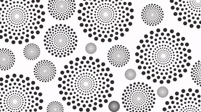 Animated Radial Dot Pattern Background. Abstract Halftone Circle Motion. Seamless Visual for Motion Graphics, Technology, Presentation, Intro and Modern Design.