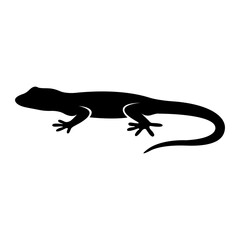 Obraz premium Minimalist Black Lizard Silhouette Icon Design for Graphic Projects and Nature Vector Art