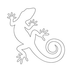 Naklejka premium Minimalist outline silhouette of a gecko lizard with a curled tail for graphic design and vector illustration projects
