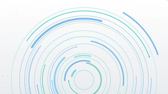 Clean white background with rotating cyan and green data rings. This seamless clinical motion graphic loop is perfect for medical technology and healthcare video designs.
