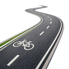 Fototapeta premium PNG Curved road with bicycle lane.