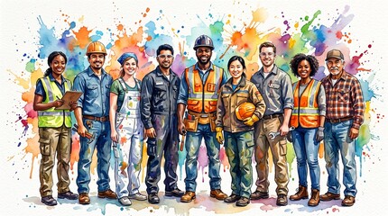 Naklejka premium Group of industrial workers portrait for labor day