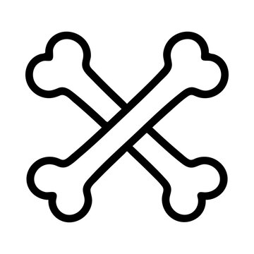 Simple crossed bones icon black outline