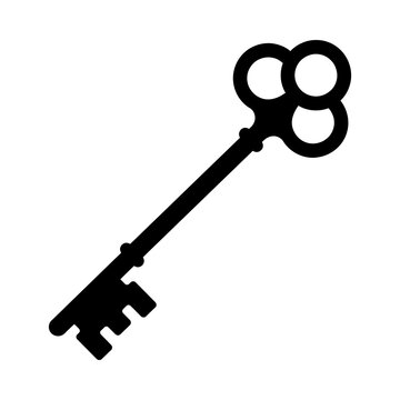 Ornate antique iron door key icon