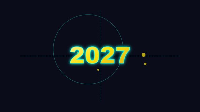 2027 digital countdown motion with neon typography and abstract geometric for future technology and new year concepts animation 4k