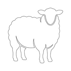Obraz premium Minimalist Linear Vector Illustration of a Fluffy Sheep Isolated on White Background for Farm and Agricultural Design Projects