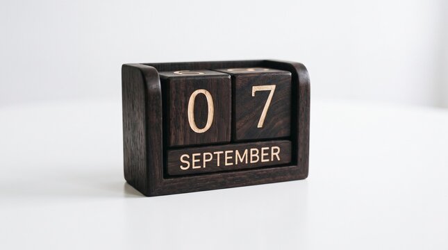 Wooden block calendar for labor day showing september seventh