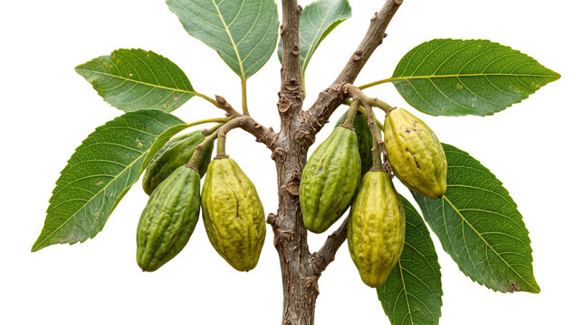 Terminalia chebula fruits on branch isolated on transparent background