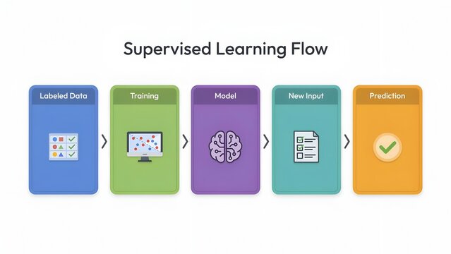 Supervised learning flow infographic diagram