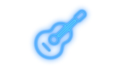 Glowing neon guitar icon isolated on transparent background. Acoustic music instrument. Musical sign. Sound and concert play symbol. Audio equipment © mominulim