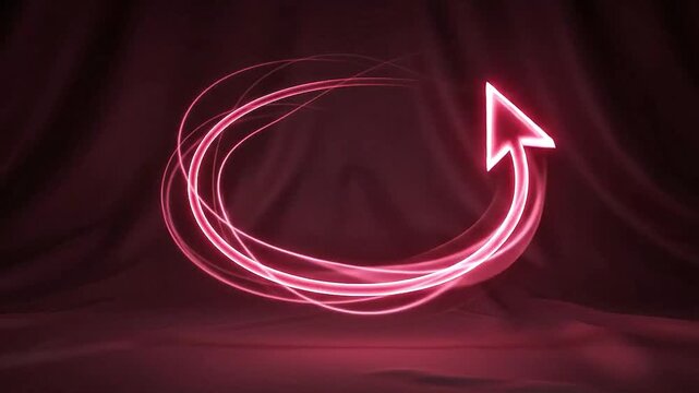 Pink Neon Glowing Arrow Circle Loop Motion Fabric Background Animation