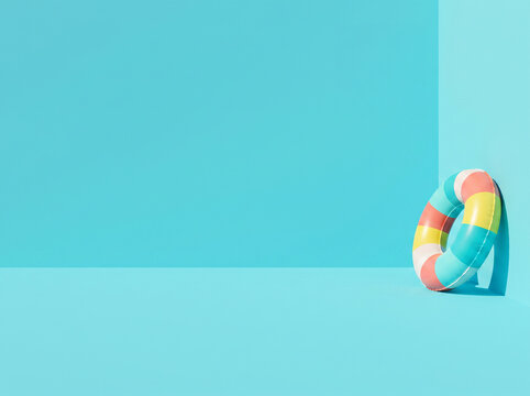 Summer Product Background with Colorful Pool Float