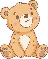 Fototapeta premium Cute bear toy with soft fur and pink cheeks sitting happily with paws forward