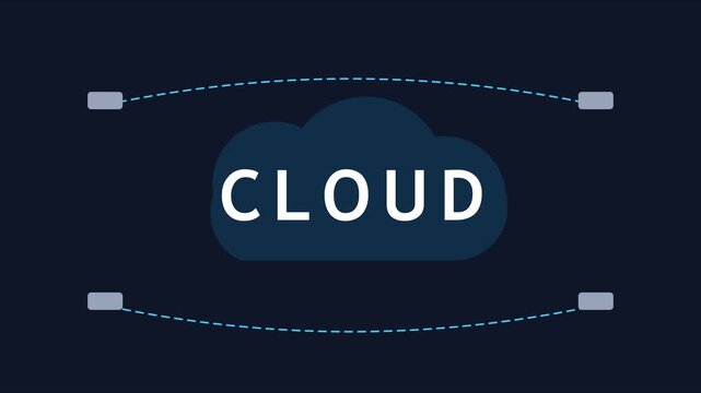 Cloud computing technology concept with digital network interface and data storage animation 4k