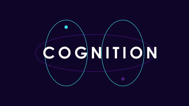Cognition concept animation with abstract neural network circles and digital data flow for neuroscience and artificial intelligence 4k