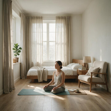 Woman Meditating Before Journaling New Year 