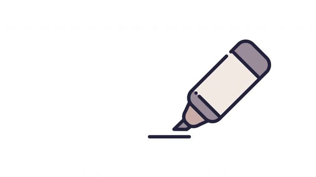 Minimalist highlighter pen drawing a line vector icon from education icon pack series