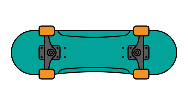 Turquoise skateboard isolated on white background top view