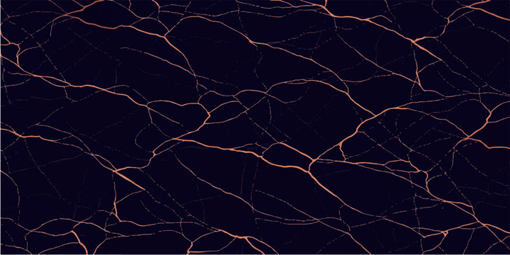 Luxury Dark Navy Marble Texture with Rose Gold Veins Vector Background