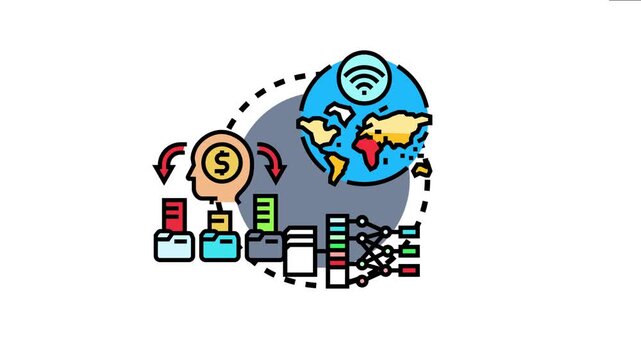 Usage based segmentation icon the analysis of global user data, consumer profiles, and market clusters for strategic business management and personalized product development