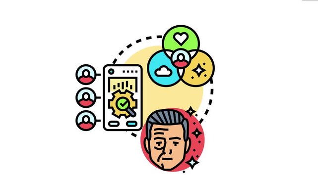 Person conceptualizing individual identity characteristics, using a smartphone for data analytics, customization, and profile settings, connecting personal attributes for a digital overview