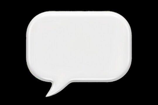 Blank white speech bubble on black background for communication and messaging with dialogue, communication