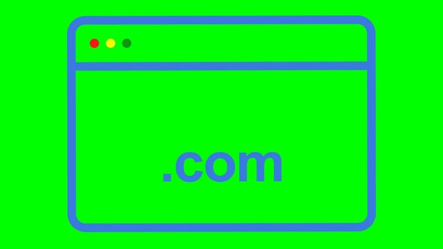Digital Web Browser Window with .com Domain Displayed on Green Screen Background.