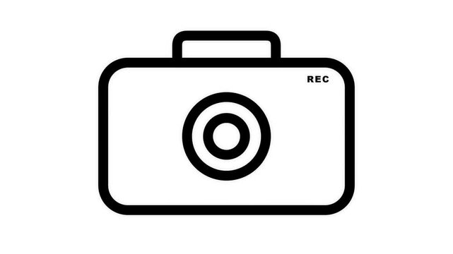 Simple Line Art Icons Representing Camera and Recording Functionality.