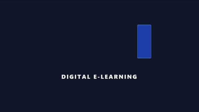 Digital e-learning concept animation with minimalist blue for online education and remote training presentations 4k