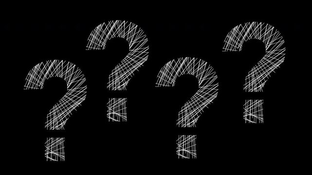 hand drawn white fill question marks animation