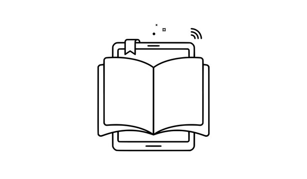 Open Digital E-Book and Online Reading Vector Illustration