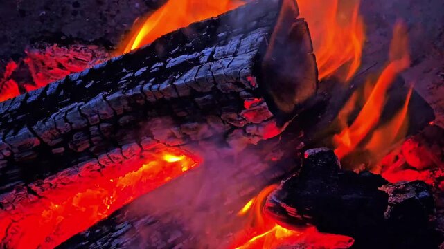 Outdoor Fire Making with Burning Wood