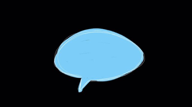 Hand drawn sketch of oval speech bubble badge video frame isolated on transparent background alpha channel