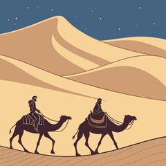 Fototapeta premium camels in the desert