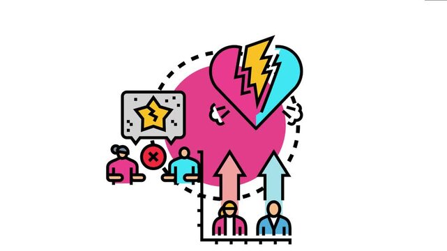 Accepting differences concept depicting a broken heart and conflict leading to upward growth. Symbolizing people working through disagreements. Communication challenges