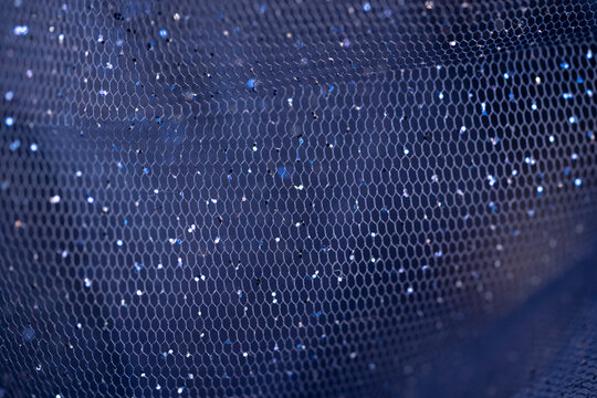tela vaporosa azul de tul con brillantina