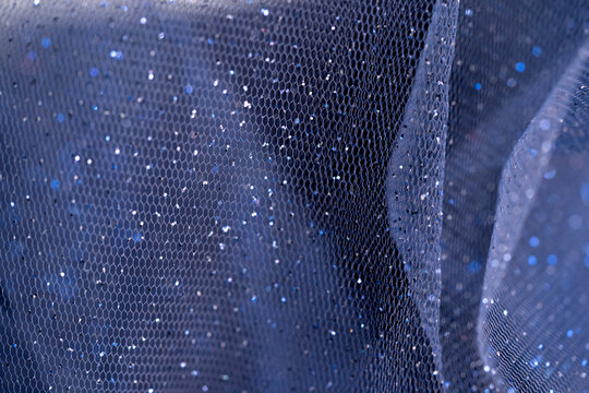 capas de tela vaporosa azul de tul con brillantina