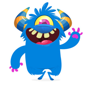 Cartoon Funny and Cute Monster creature with Scary Face Expression illustration for Halloween decoration or Package Design. Vector isolated on white 