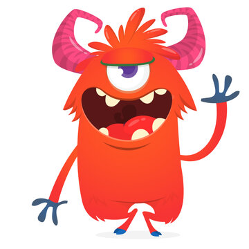 Cartoon Funny and Cute Monster creature with Scary Face Expression illustration for Halloween decoration or Package Design. Vector isolated on white 