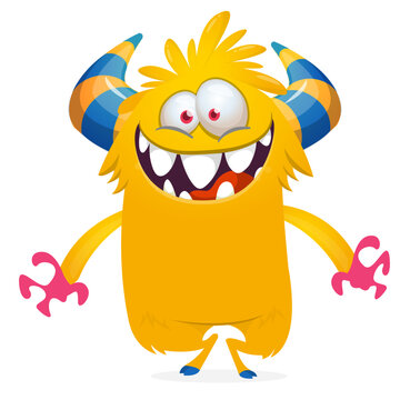 Cartoon Funny and Cute Monster creature with Scary Face Expression illustration for Halloween decoration or Package Design. Vector isolated on white 