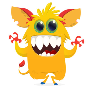 Cartoon Funny and Cute Monster creature with Scary Face Expression illustration for Halloween decoration or Package Design. Vector isolated on white 