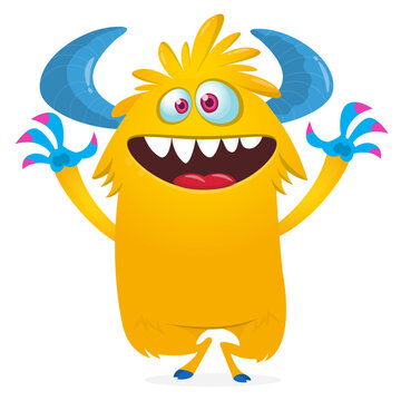 Cartoon Funny and Cute Monster creature with Scary Face Expression illustration for Halloween decoration or Package Design. Vector isolated on white 