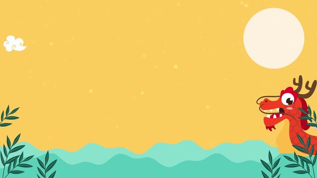 Cute Cartoon Dragon Boat Festival Celebration Motion Background