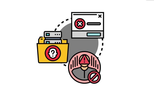 Access restriction concepts a blocked user attempting to reach protected digital data, emphasizing cyber security measures, data privacy, and unauthorized entry prevention