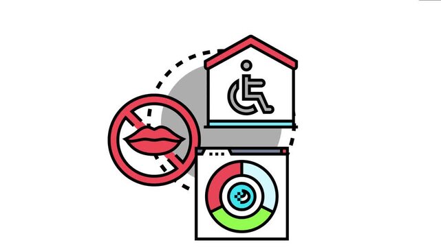 Accessible how to concept showing people with disabilities receiving equal support, experiencing barrier free environment, and engaging with inclusive digital interface