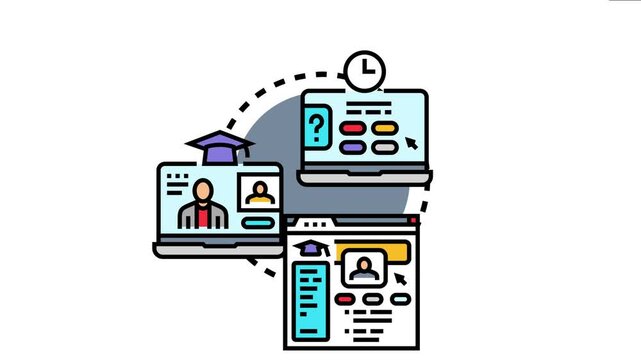 Accessible learning platform connecting various digital screens, depicting online education, remote study, and virtual classrooms with easy access to knowledge and academic content