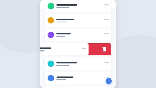 Delete icon on a modern interface list with colorful profile avatars
